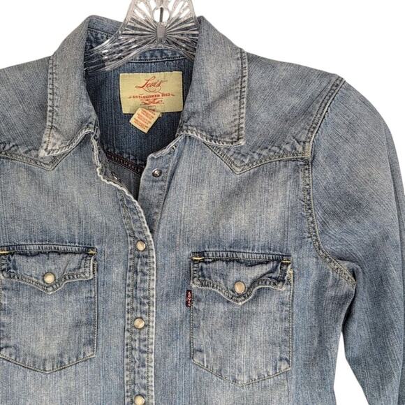 Levi's Red Label Blue Denim Snap Button Western Style Shirt, size XS - Picture 10 of 10